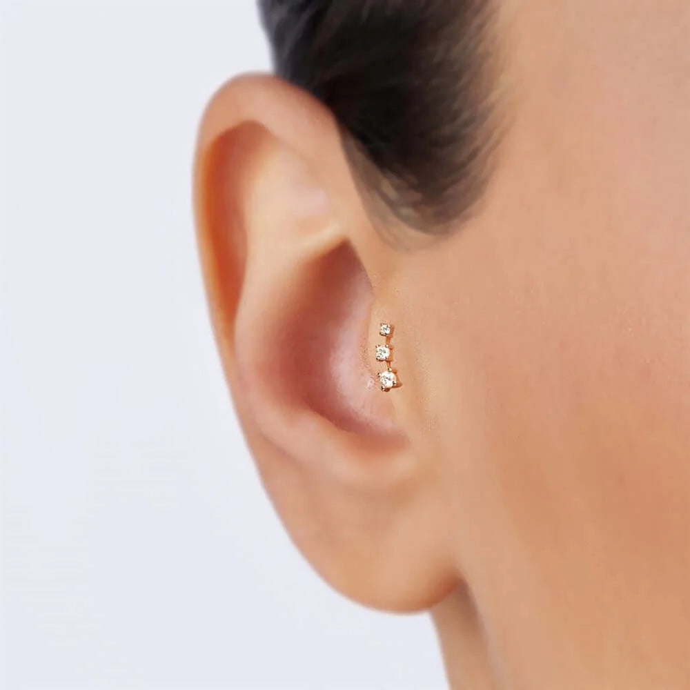 14 Ayar 3 Taş Arc Pırlanta Piercing