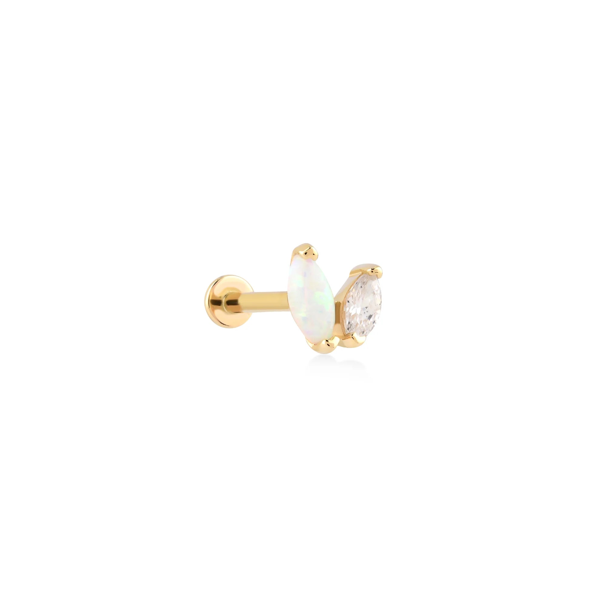 Lusha İkili Markiz Kesim Opalit ve Zirkon Taşlı Altın Tragus Piercing