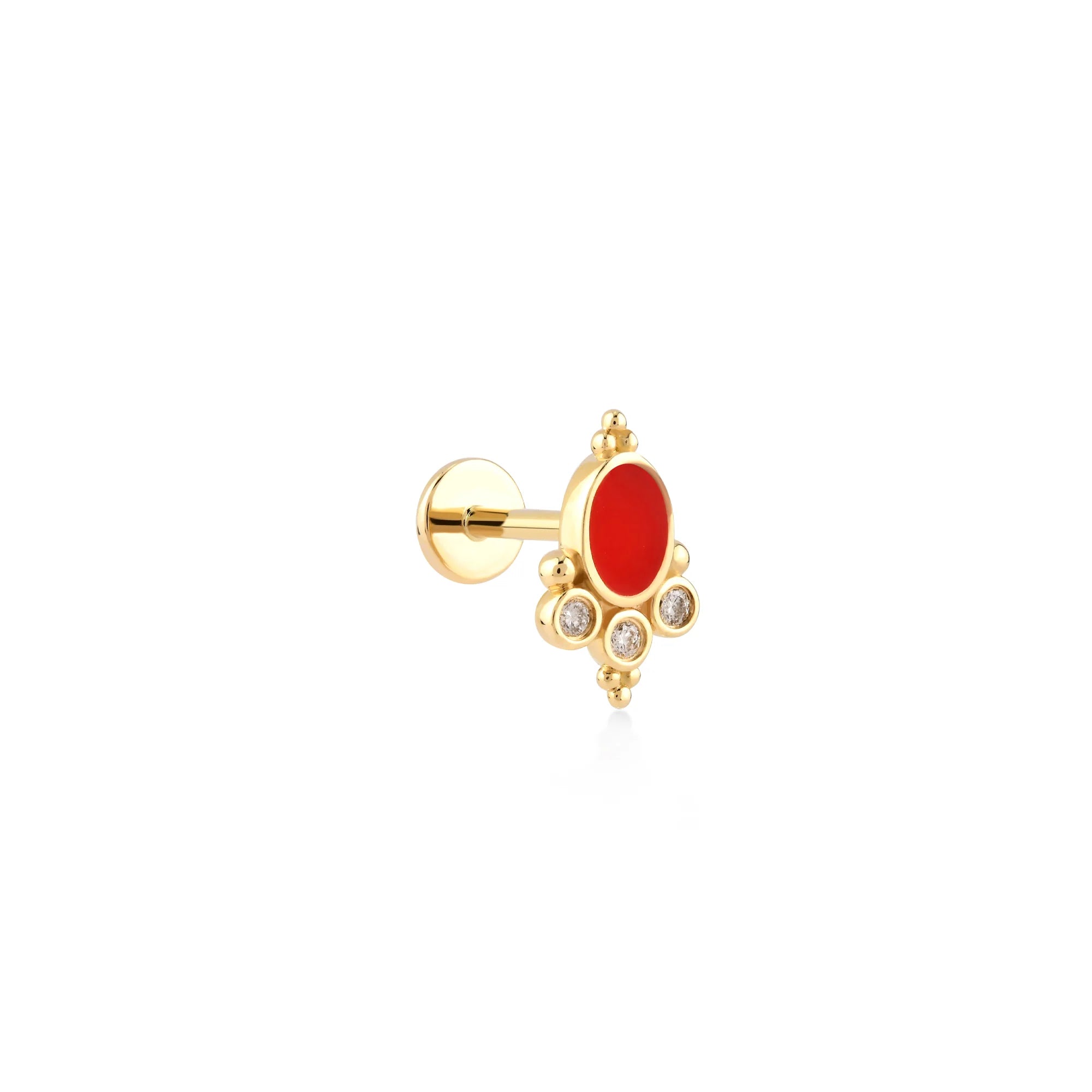 Kırmızı Mineli Tiara Pırlanta Piercing