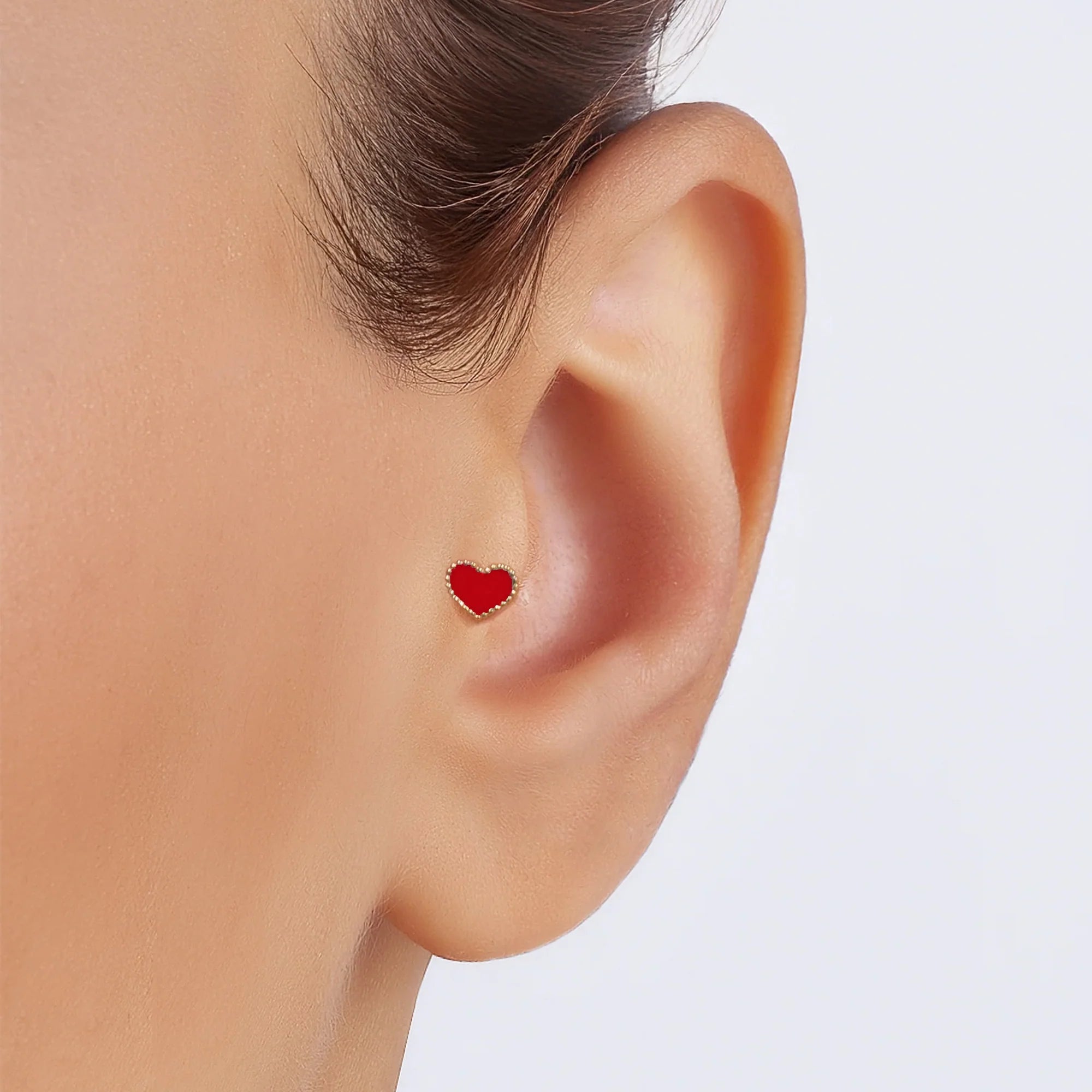 Lusha Makaron Mineli Kalp Altın Piercing