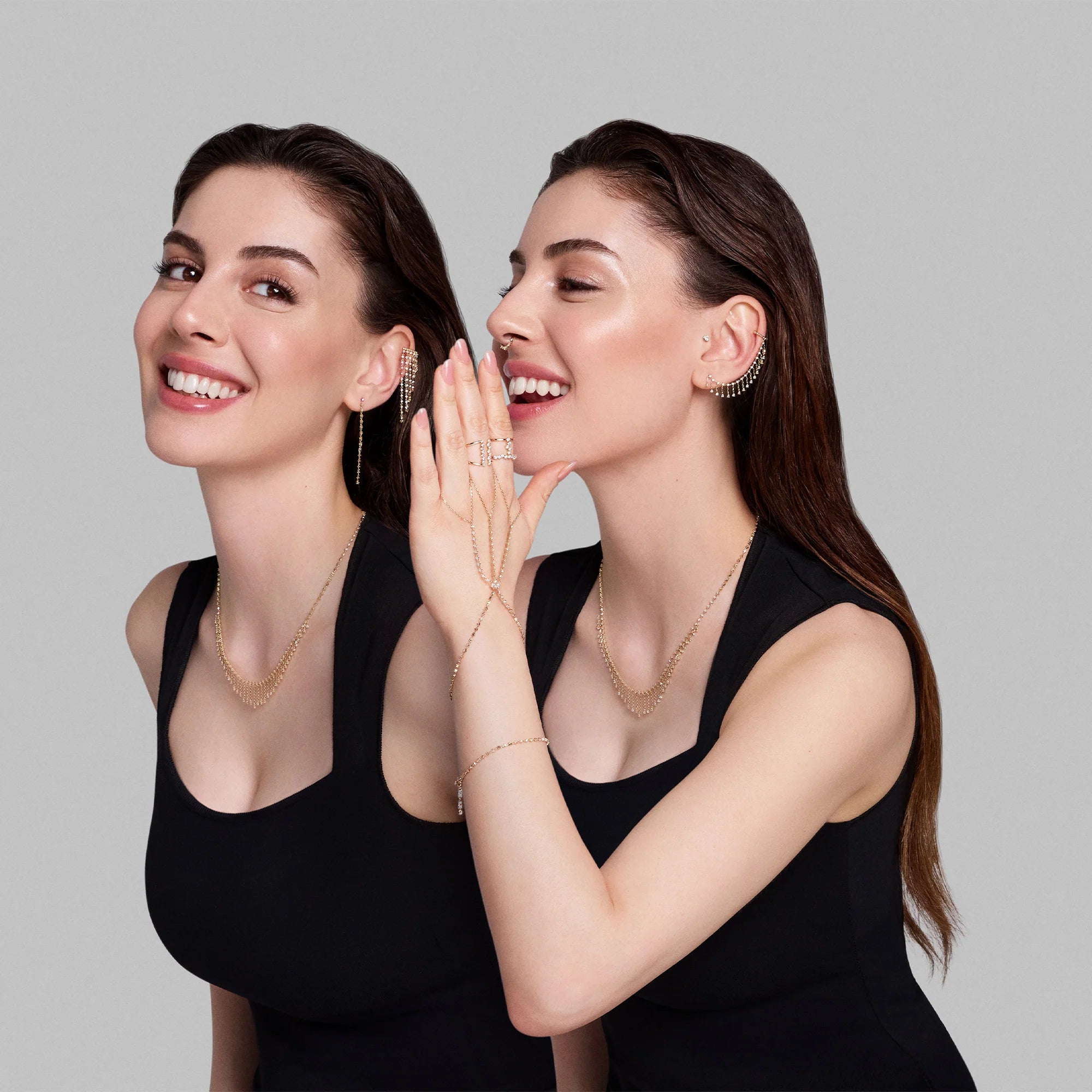Crown Taşlı Altın Septum Piercing