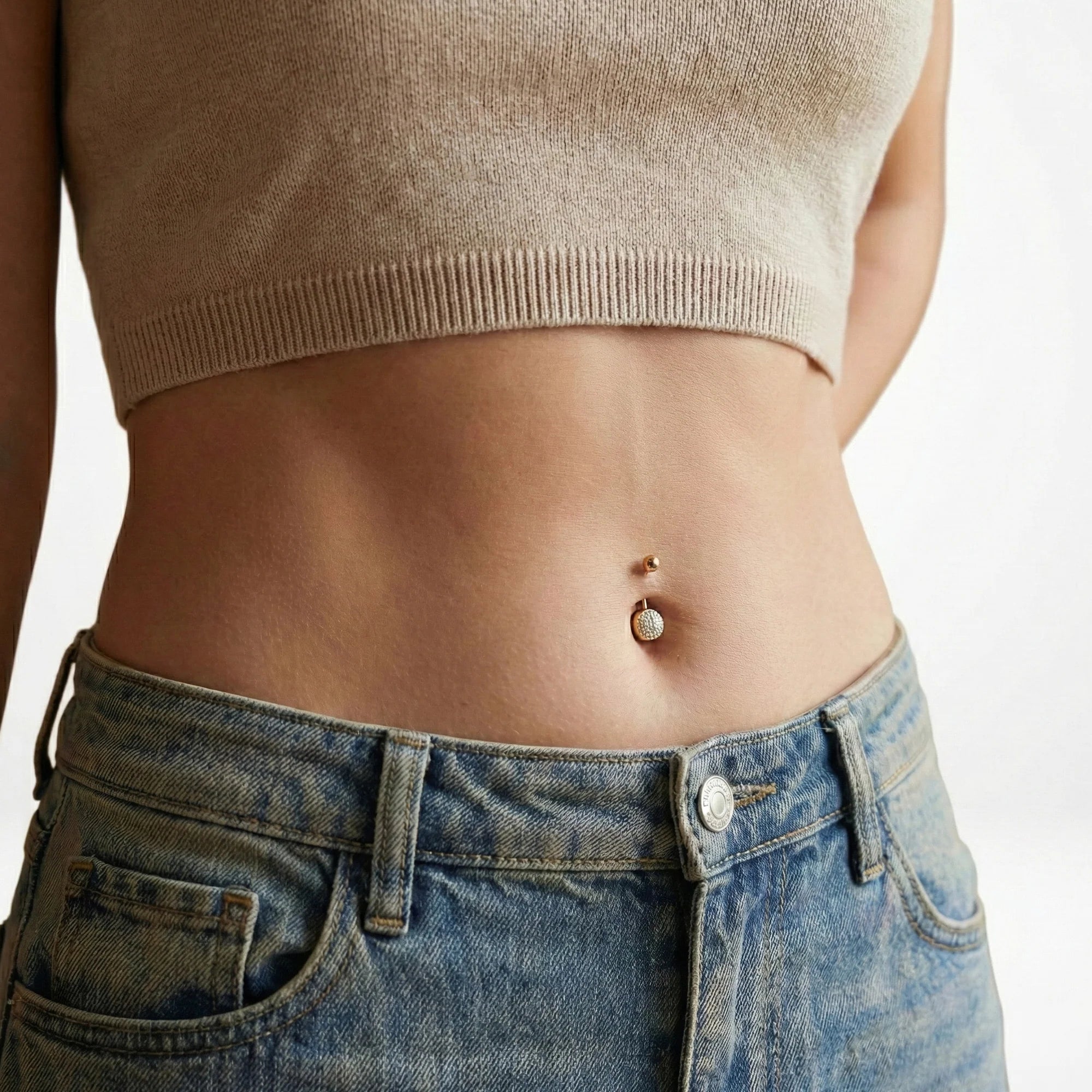 Taşlı Altın Göbek Piercing