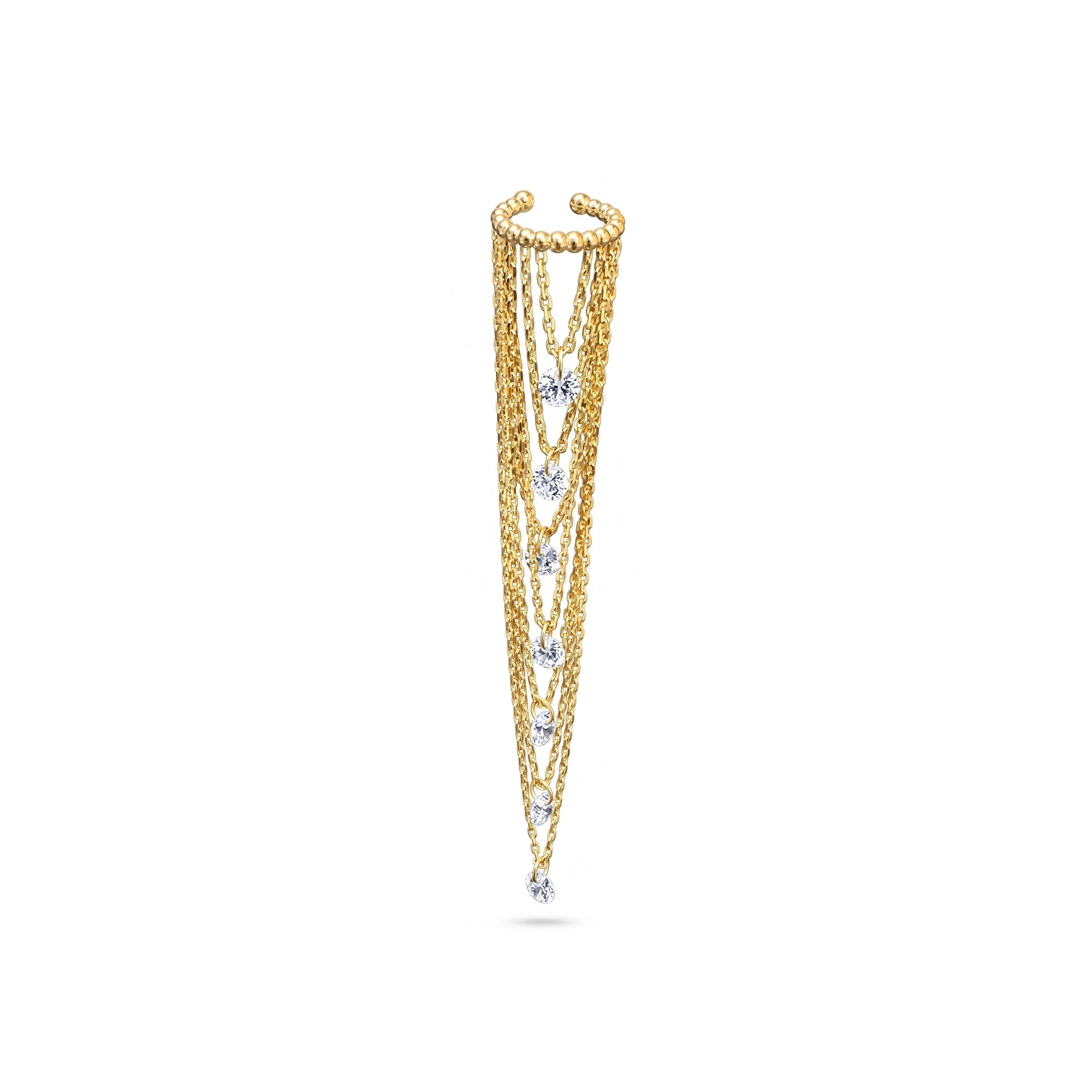 Lumina Kat Kat Taşlı Sallantılı Altın Halka Earcuff