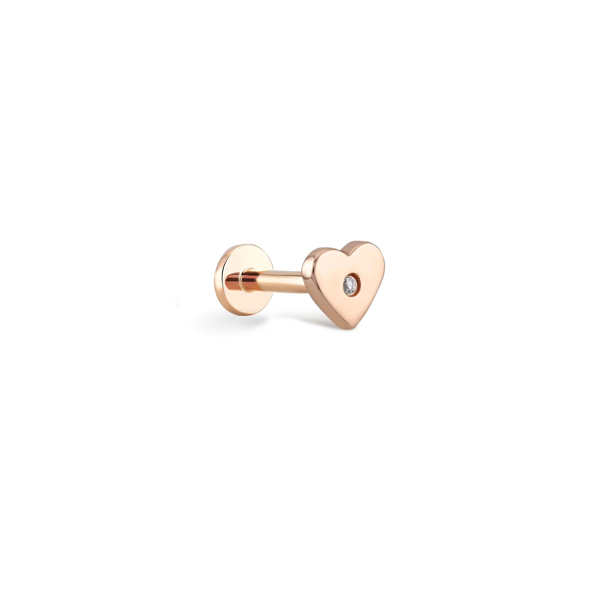 Pırlanta Tek Kalp Piercing