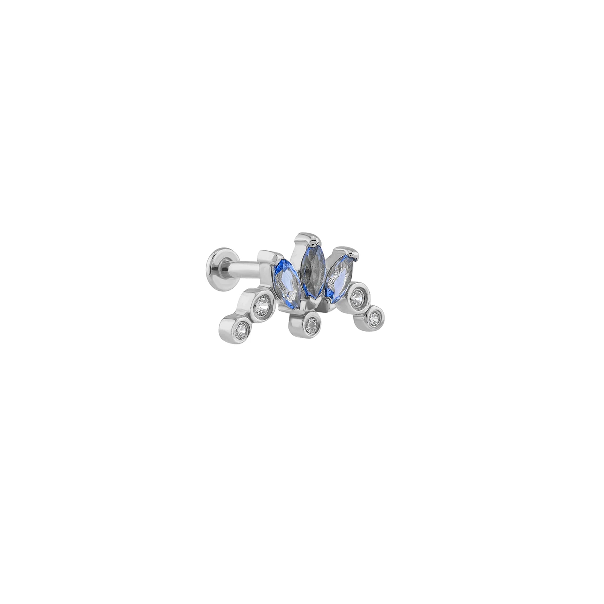 Tria Markiz Form Mavi Taşlı Altın Tragus Piercing