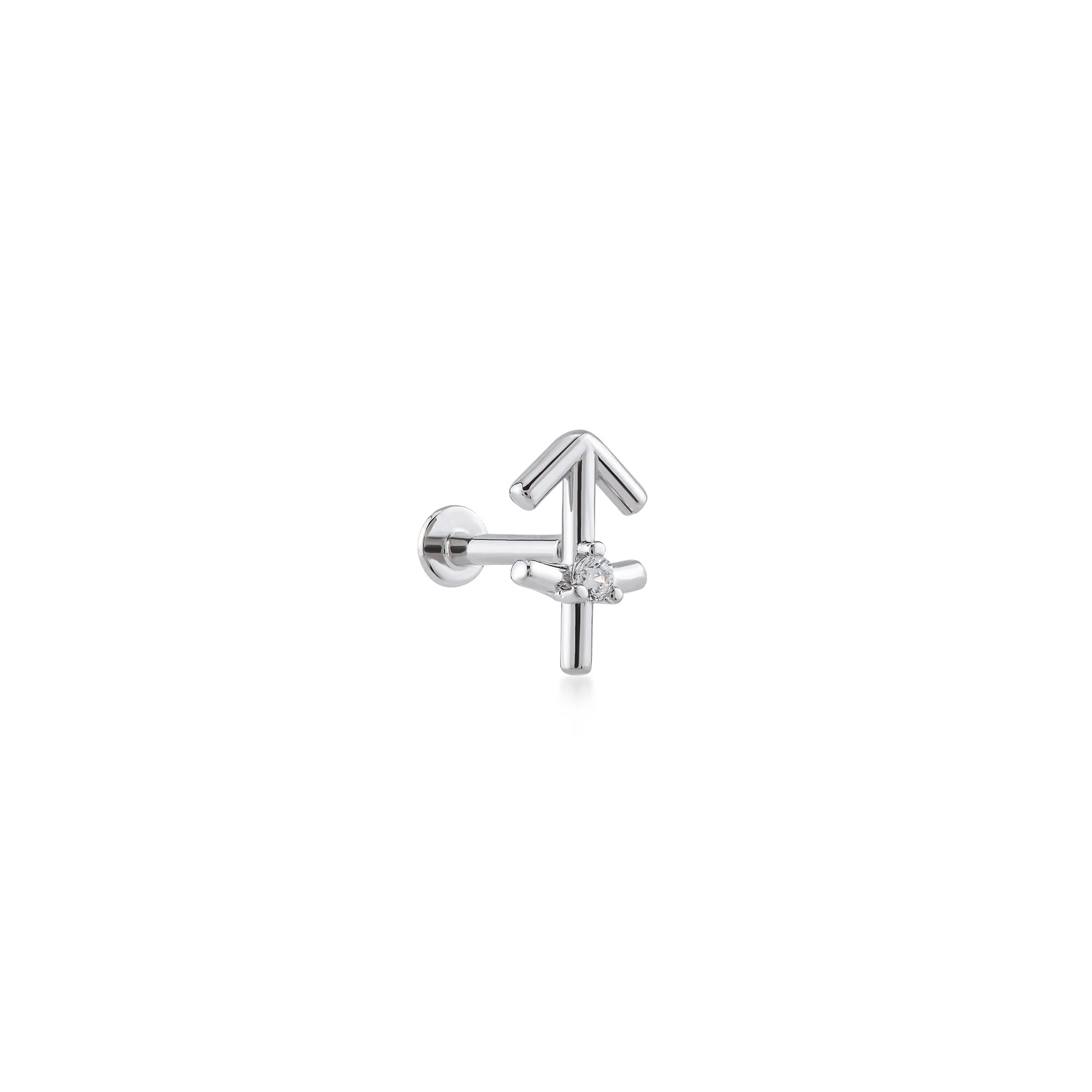 Sagittarius Yay Burcu Taşlı Altın Piercing