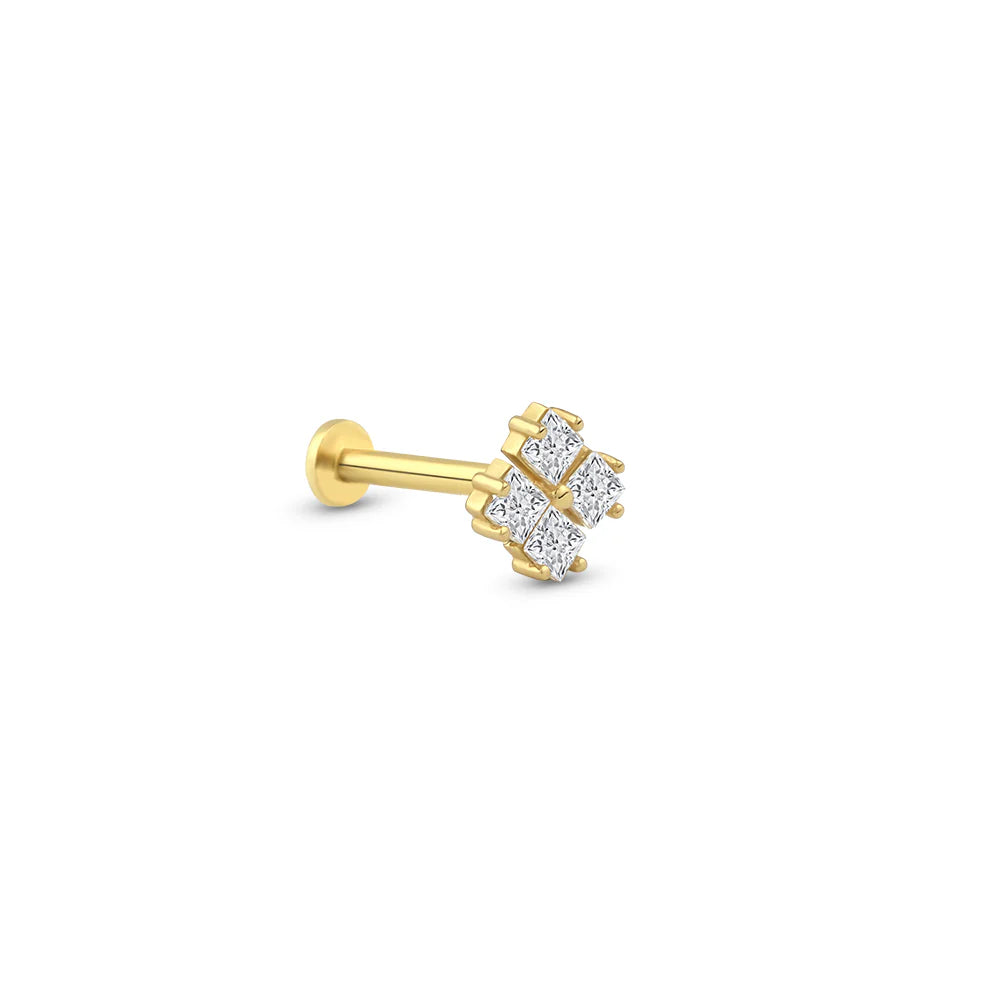 Lusha 14 Ayar Altın Yonca Piercing