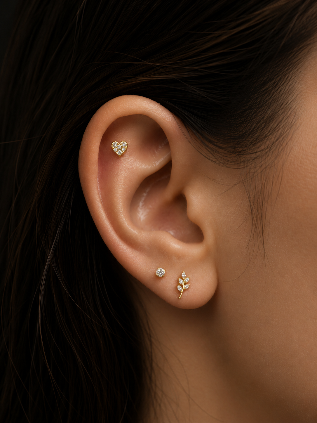 Lusha 14 Ayar Altın Heart Piercing