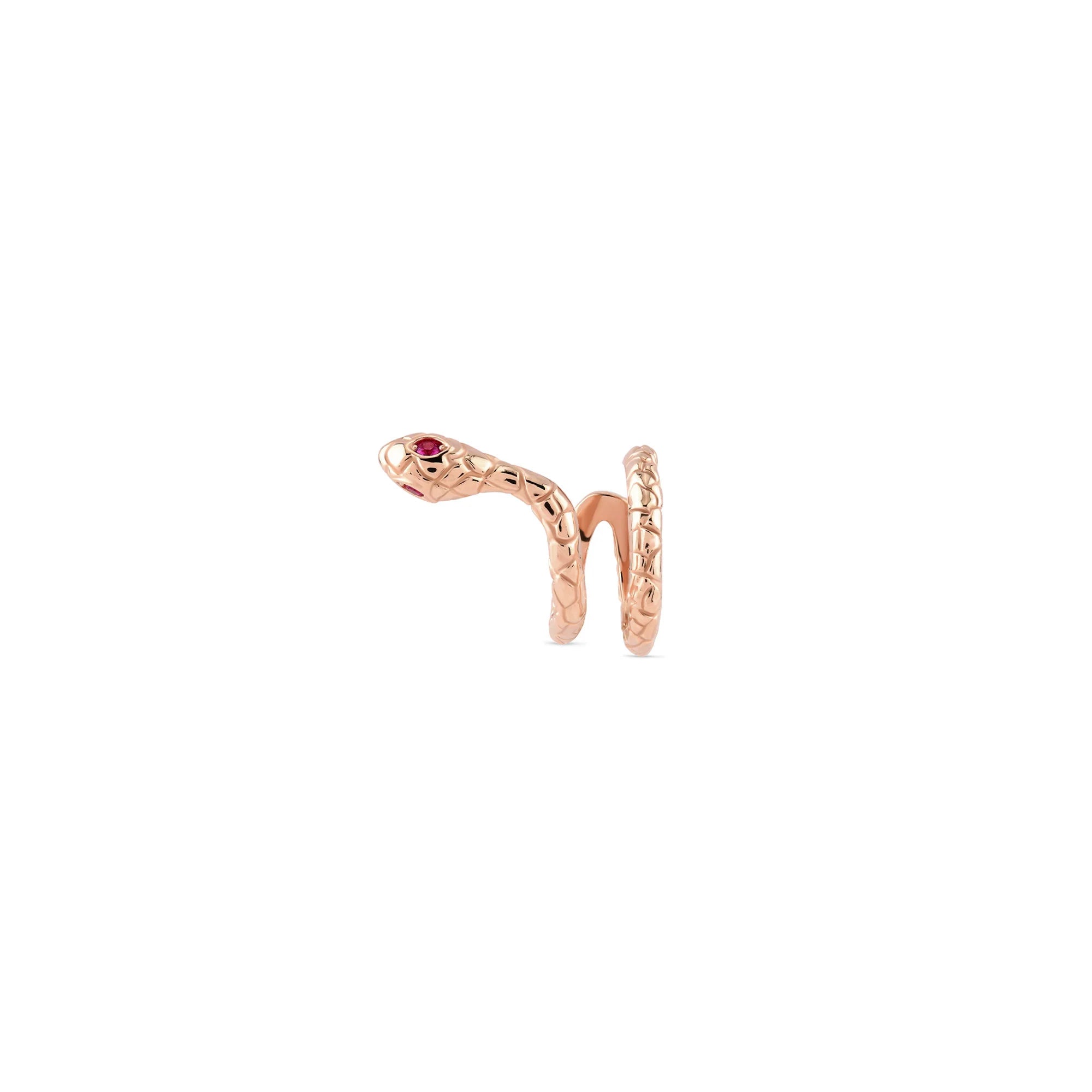 Sarmal Taşlı Yılan Altın Earcuff (Sol Kulak)