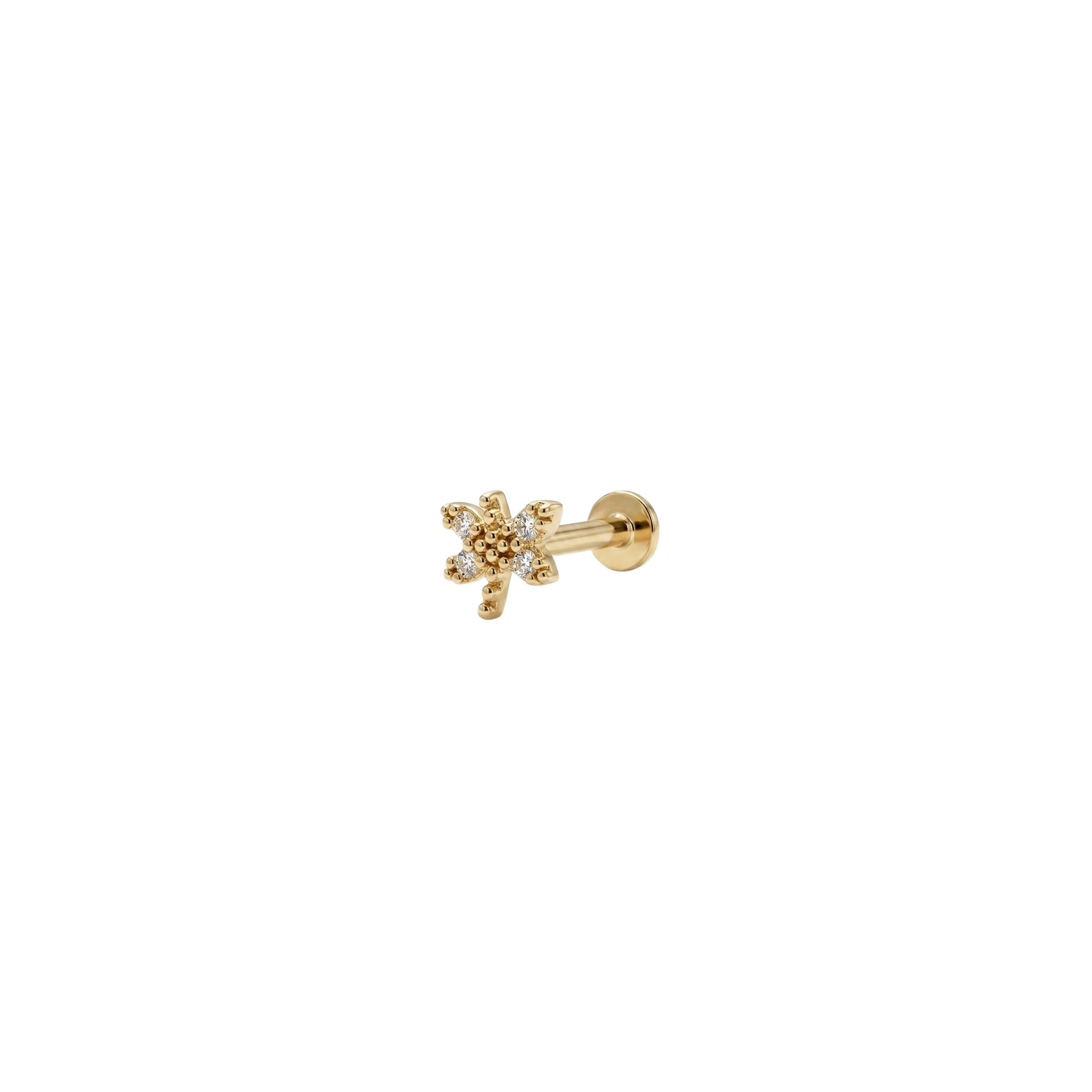 Lusha 14 Ayar Altın Butterfly Piercing
