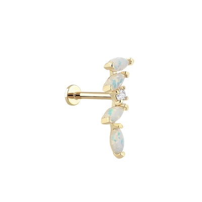 Lusha Asimetrik Markiz Form Opalit Taşlı Altın Tragus Piercing