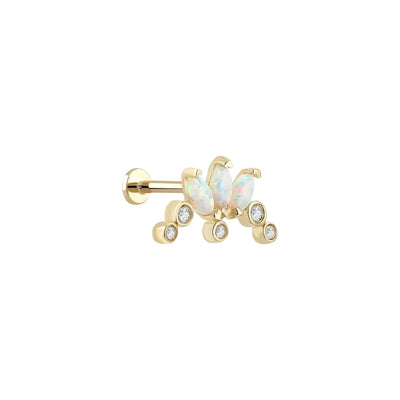 Lusha Tria Markiz Form Opalit Taşlı Altın Tragus Piercing