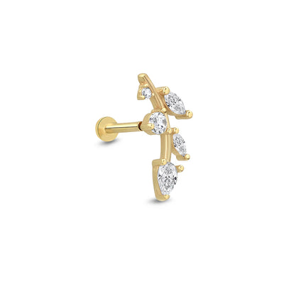 Lusha 14 Ayar Altın Vine Leaf Piercing