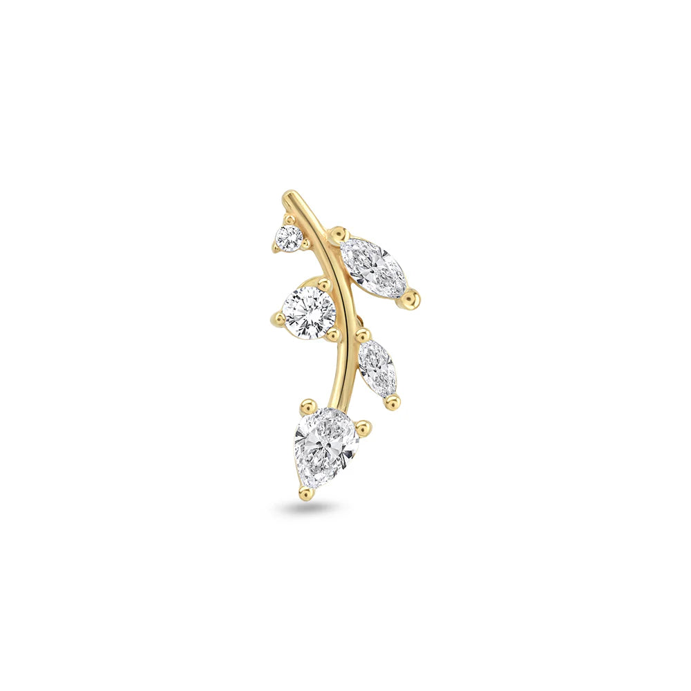 Lusha 14 Ayar Altın Vine Leaf Piercing