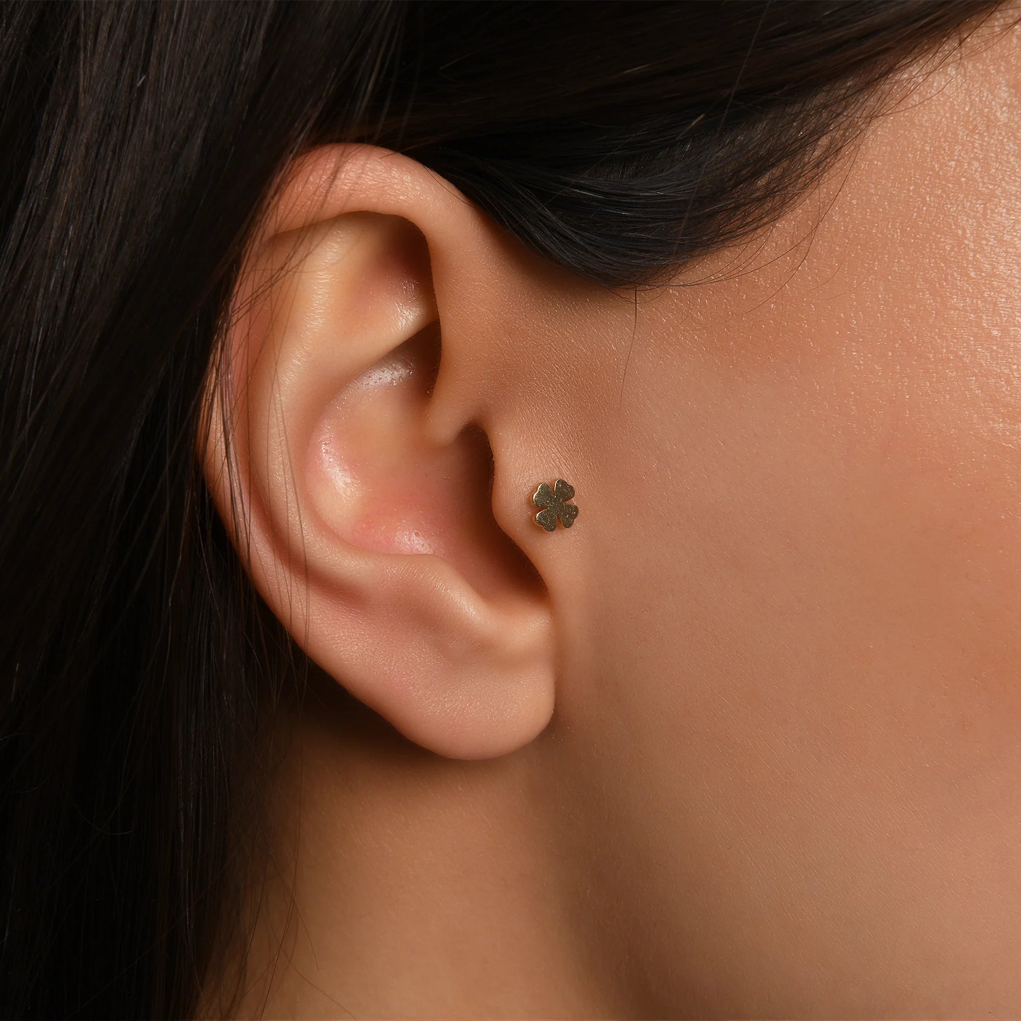 14 Ayar Altın Yonca Şans Piercing