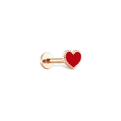 Lusha Makaron Mineli Kalp Altın Piercing