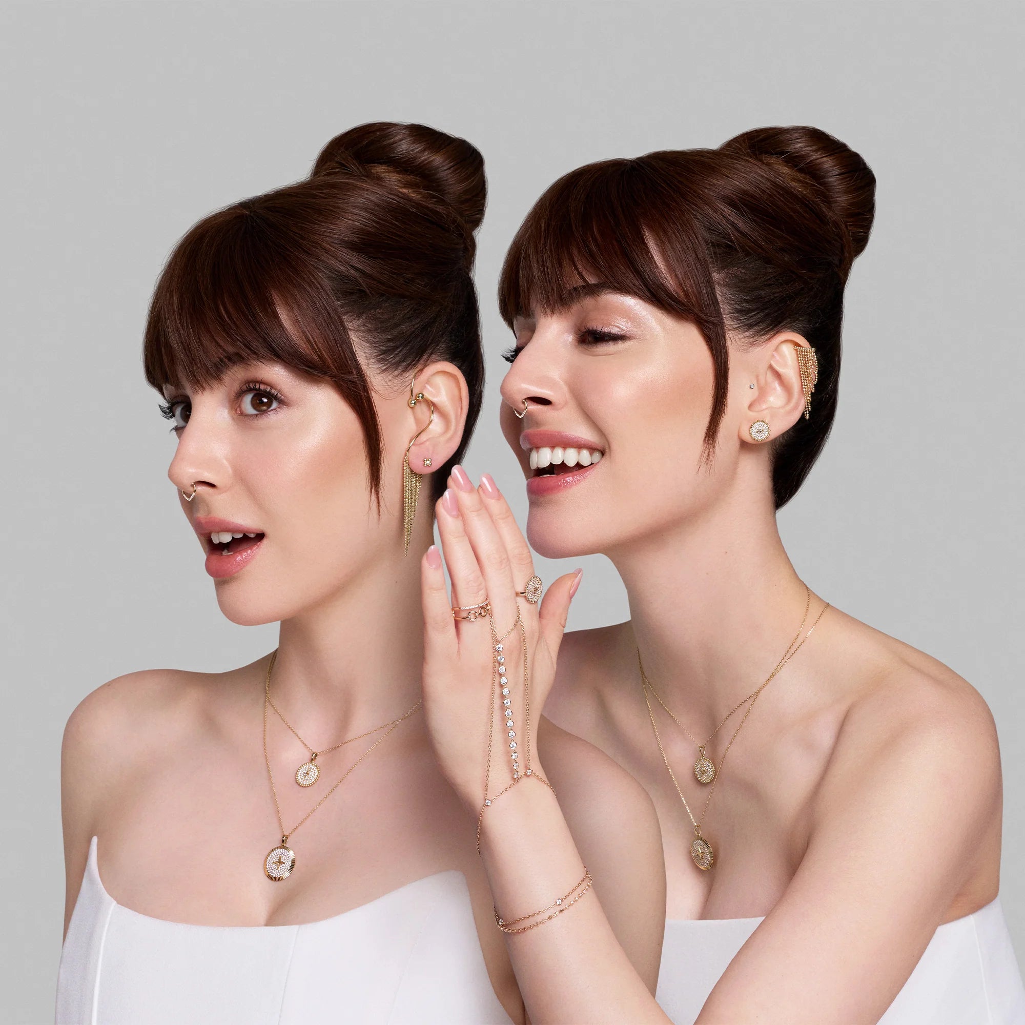 Chevron Taşlı Altın Septum Piercing