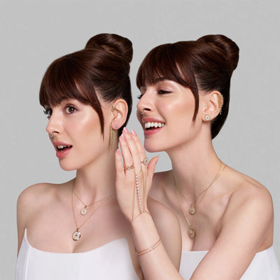 Chevron Taşlı Altın Septum Piercing
