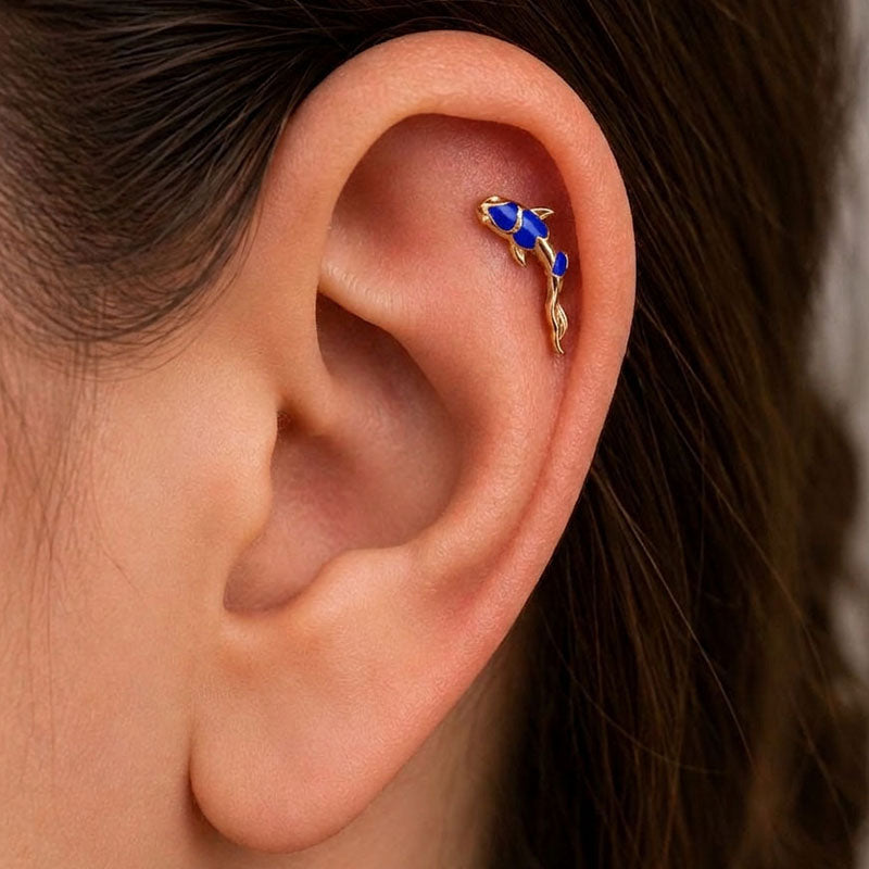 Koi Mavi Piercing (Sol Kulak)