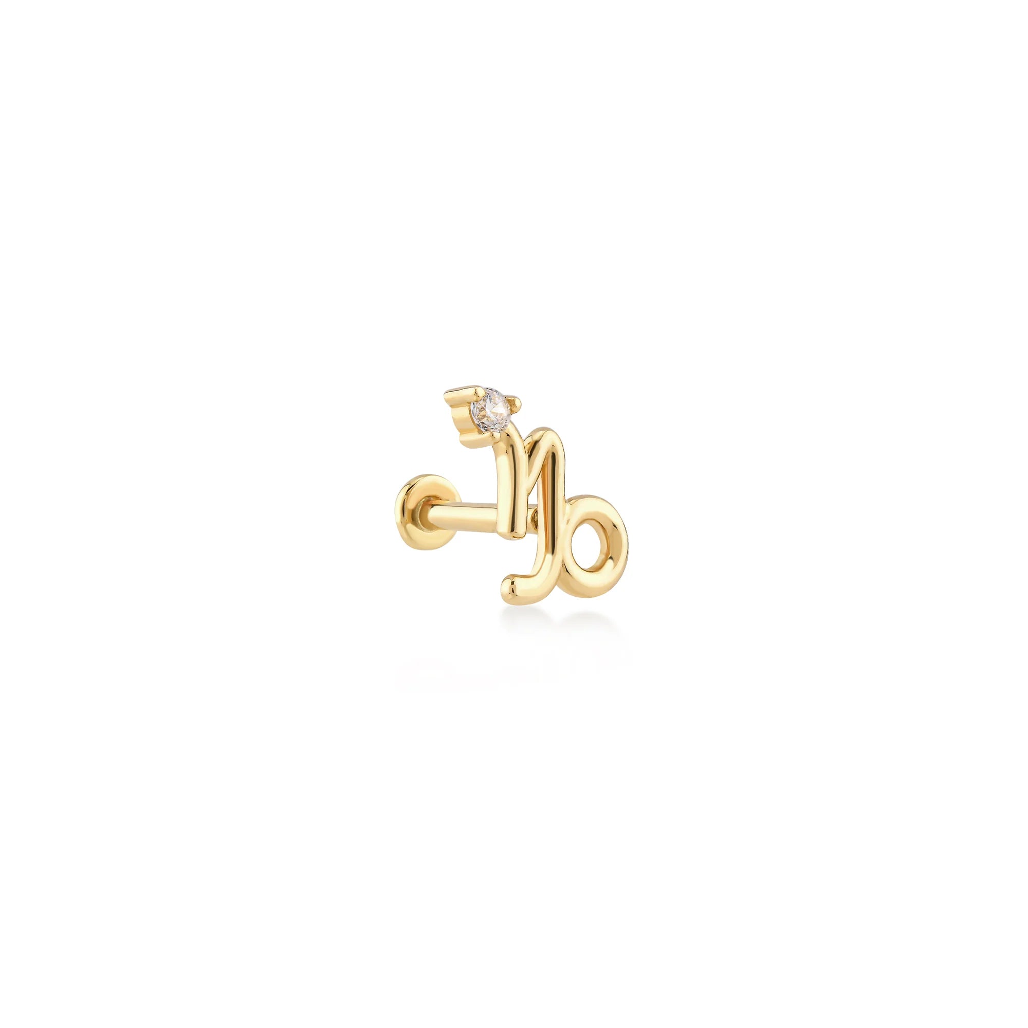 Capricorn Oğlak Burcu Taşlı Altın Piercing
