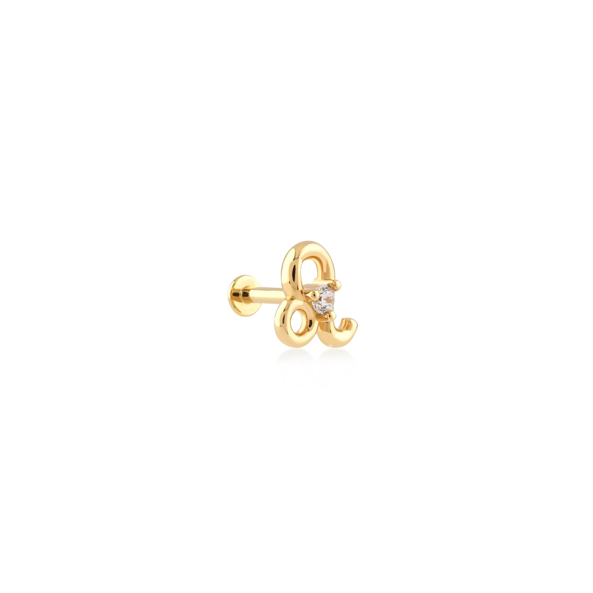 Leo Aslan Burcu Taşlı Altın Piercing