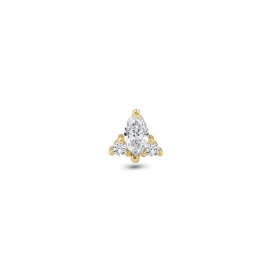 14 Ayar Altın Kristal Piercing