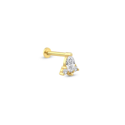 14 Ayar Altın Kristal Piercing