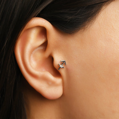 Sagittarius Yay Burcu Taşlı Altın Piercing