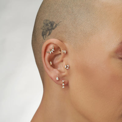 Lusha Oval Opalit Taşlı Altın Piercing