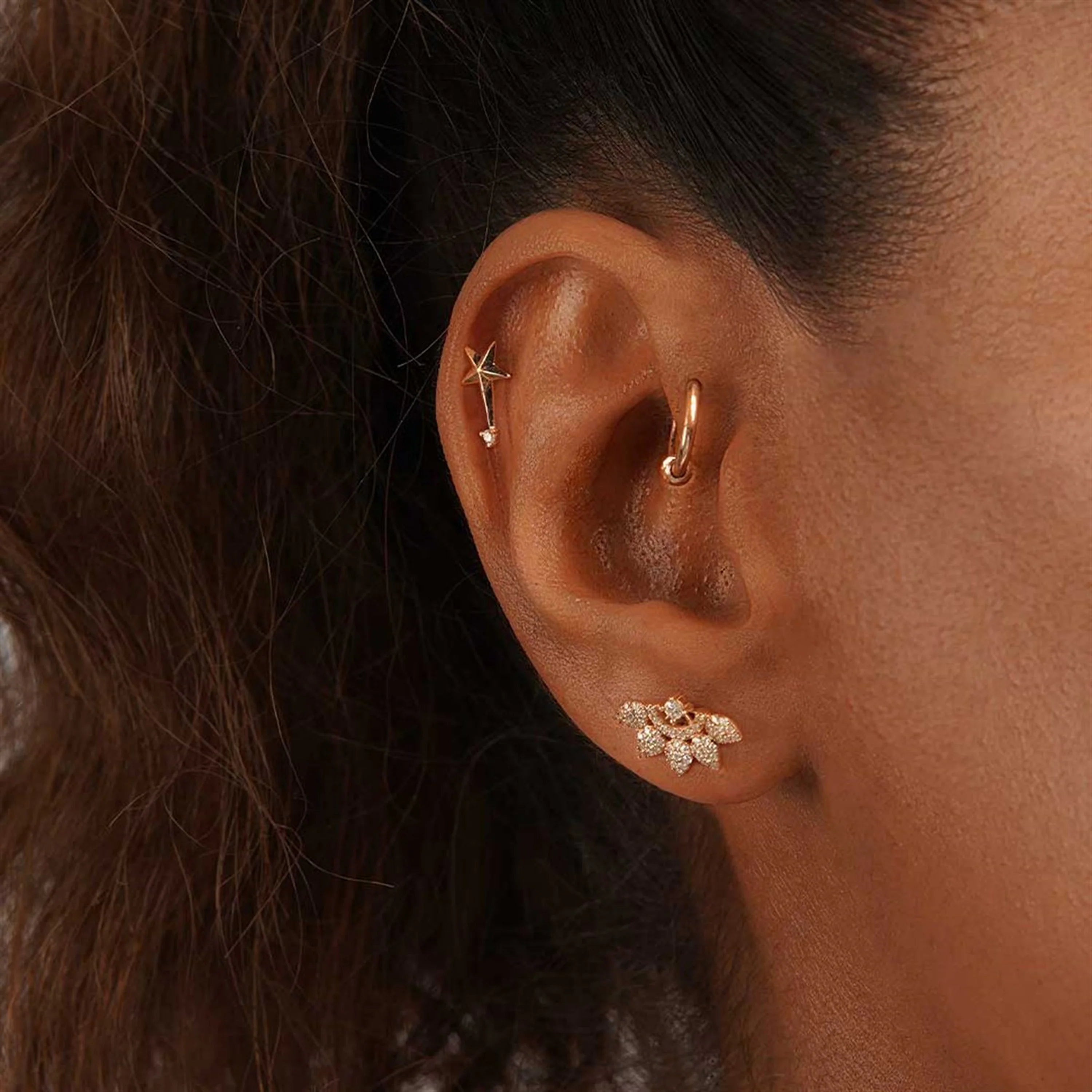 14 Ayar Kutup Yıldızı Pırlanta Piercing