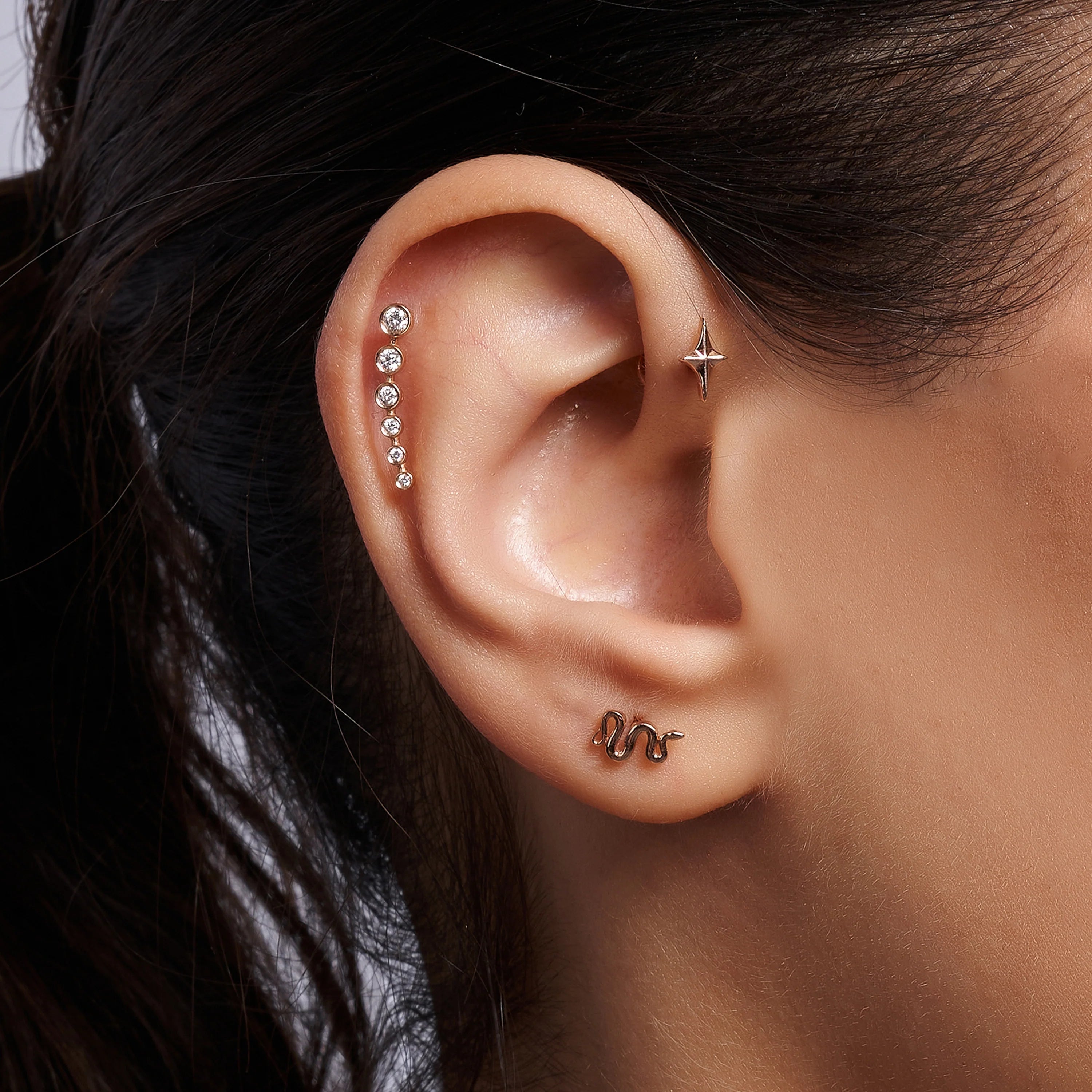 14 Ayar Mini Kutup Yıldızı Altın Piercing