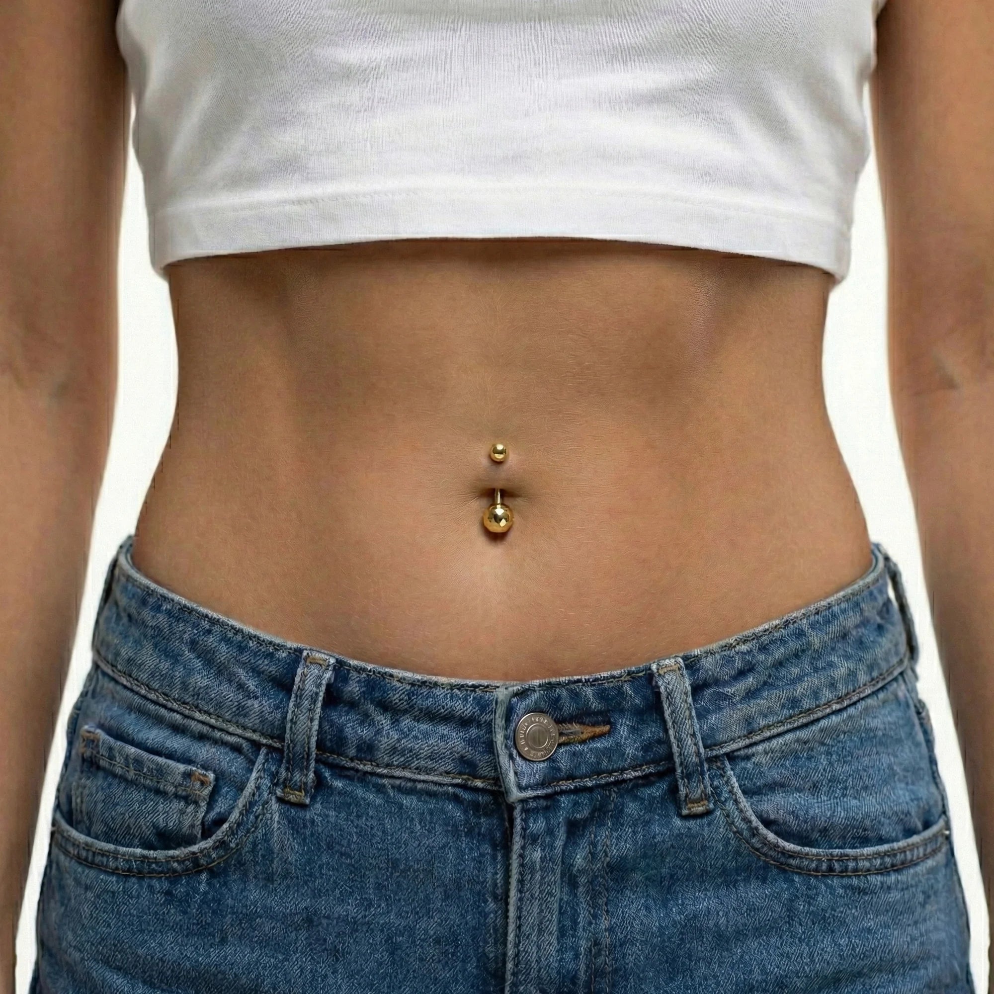 Honeycomb Dokulu Altın Göbek Piercing