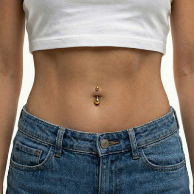 Honeycomb Dokulu Altın Göbek Piercing