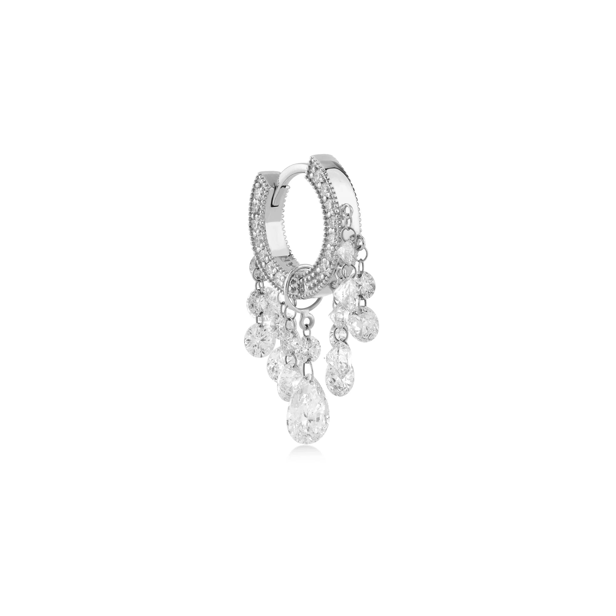 Zincir Sallantılı Damla Taşlı Halka Piercing