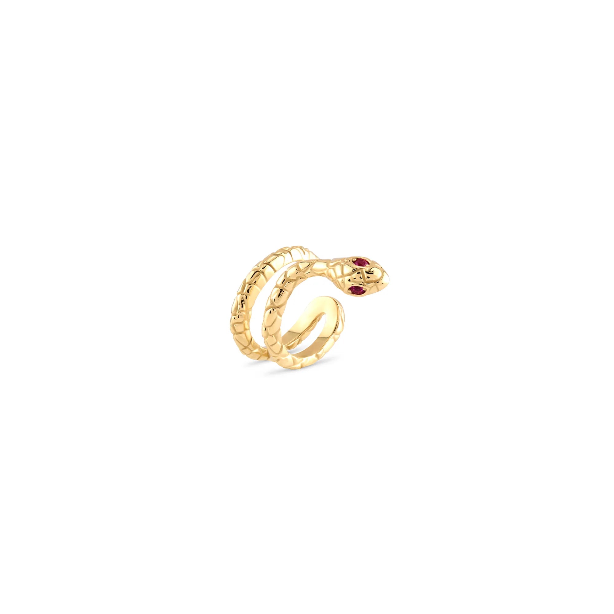 Sarmal Taşlı Yılan Altın Earcuff (Sağ Kulak)