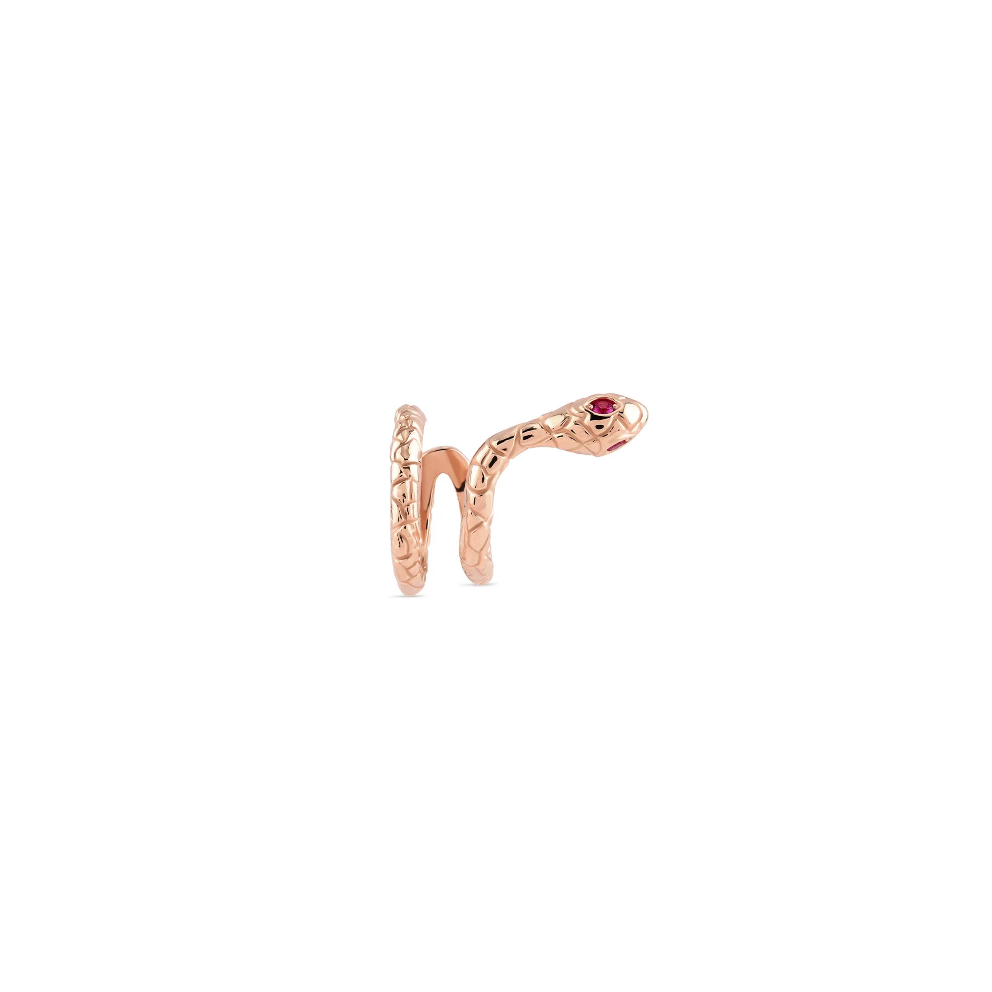 Sarmal Taşlı Yılan Altın Earcuff (Sağ Kulak)