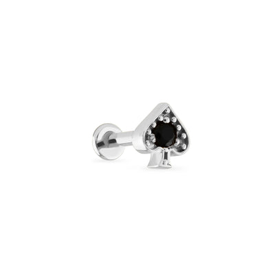 Maça Siyah Taşlı Altın Piercing