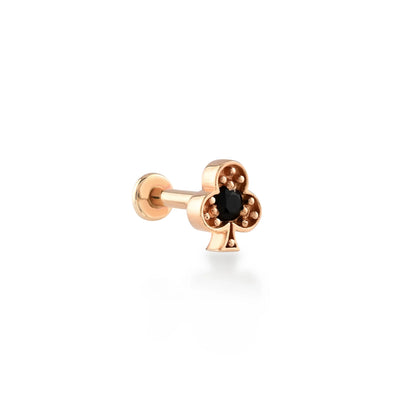 Sinek Siyah Taşlı Altın Piercing