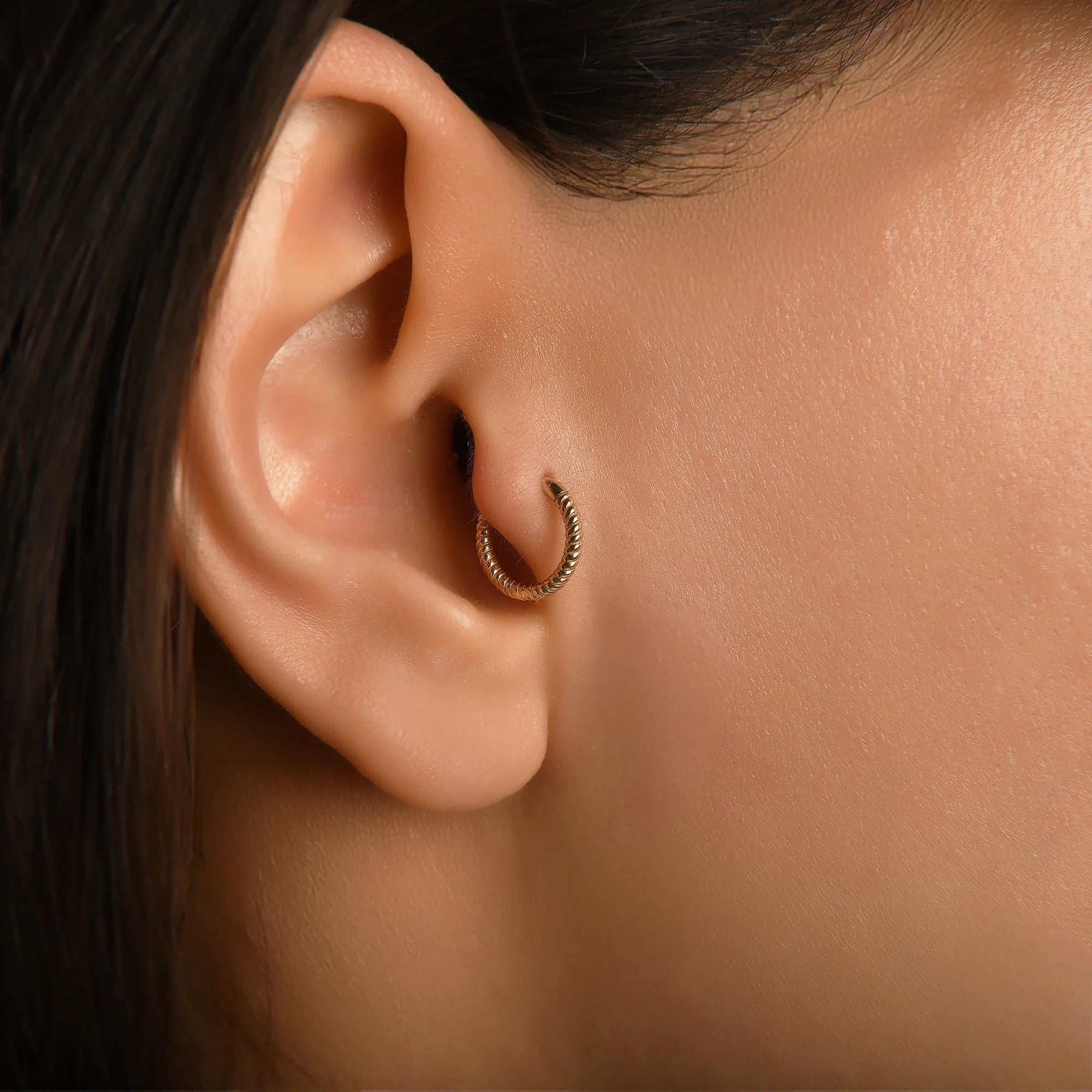 Burgulu Altın Halka Piercing (10mm)