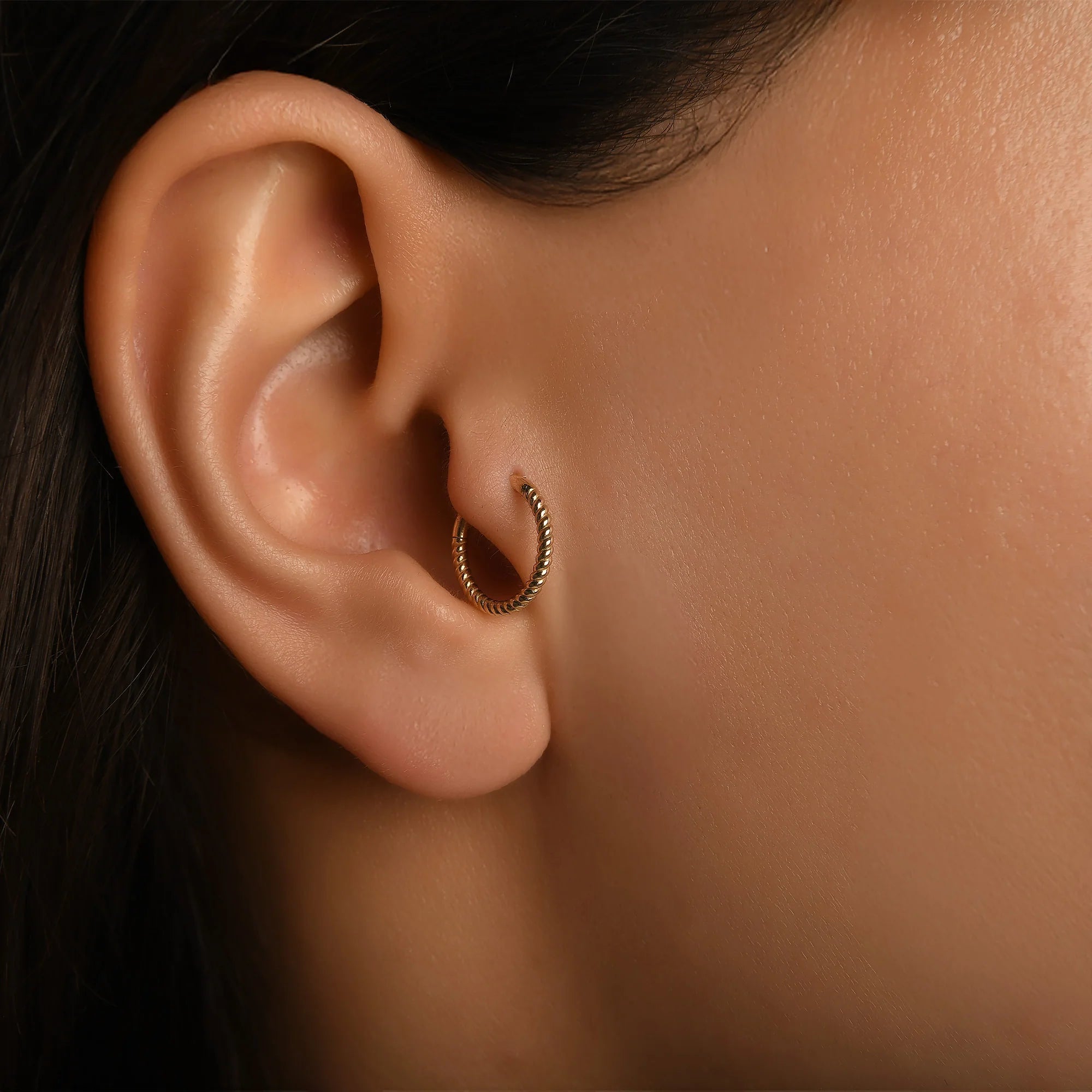Burgulu Altın Halka Piercing (12mm)