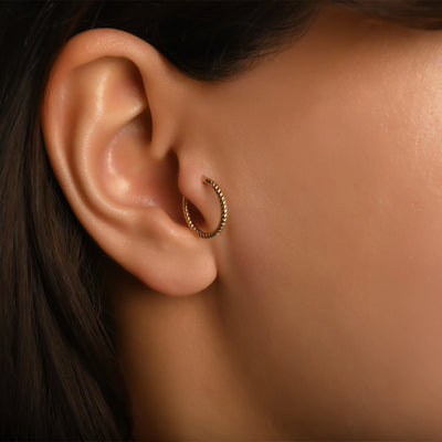 Burgulu Altın Halka Piercing (13mm)