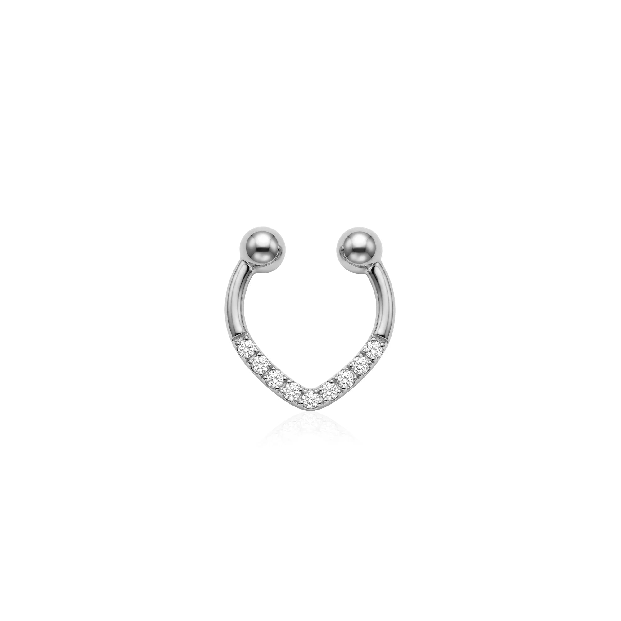 Chevron Taşlı Altın Septum Piercing