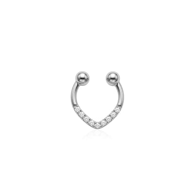 Chevron Taşlı Altın Septum Piercing