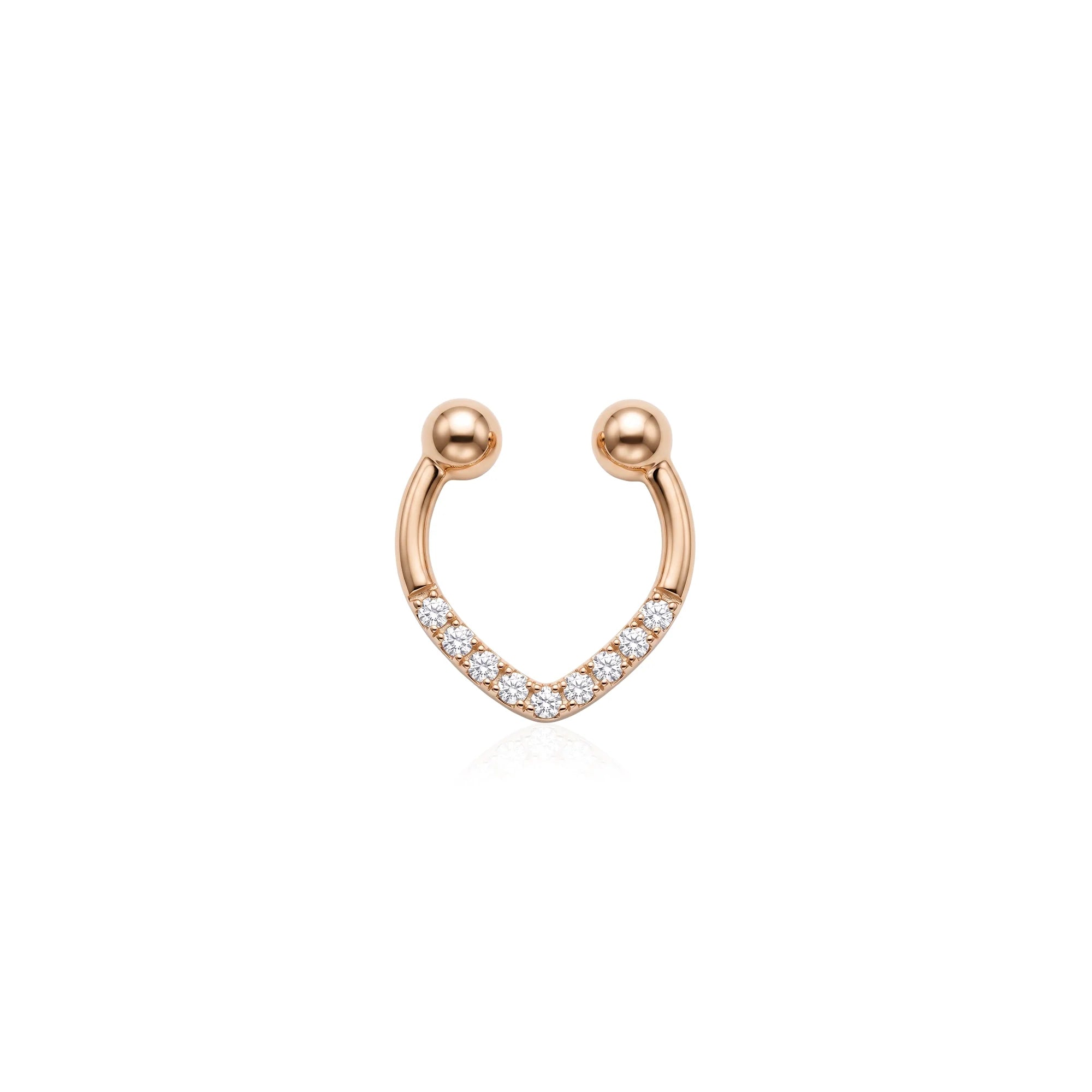 Chevron Taşlı Altın Septum Piercing
