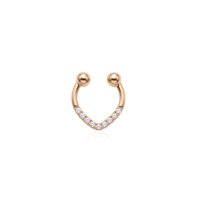 Chevron Taşlı Altın Septum Piercing
