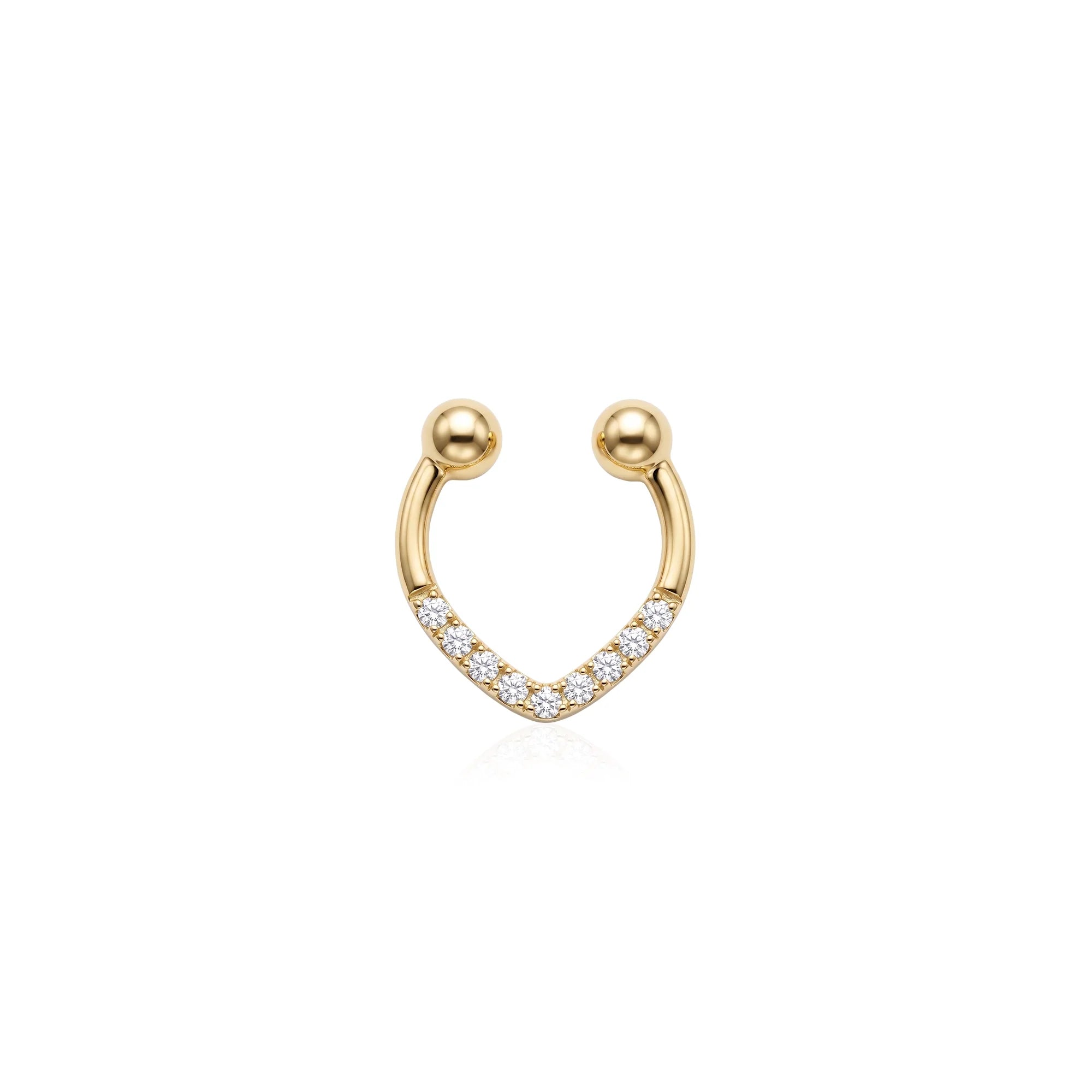 Chevron Taşlı Altın Septum Piercing