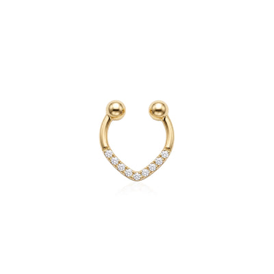 Chevron Taşlı Altın Septum Piercing