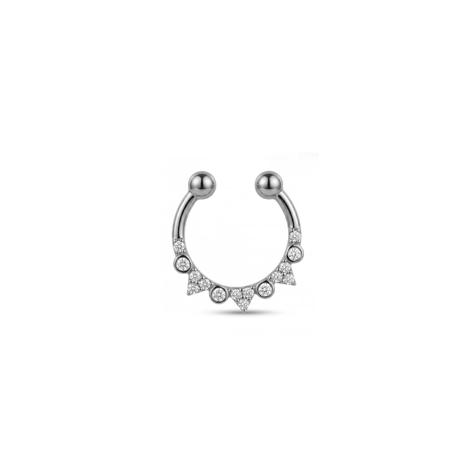 Crown Taşlı Altın Septum Piercing