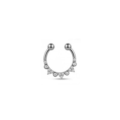 Crown Taşlı Altın Septum Piercing