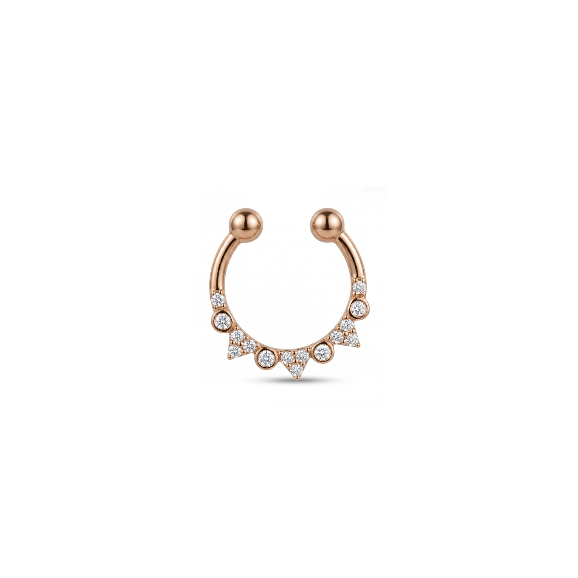 Crown Taşlı Altın Septum Piercing